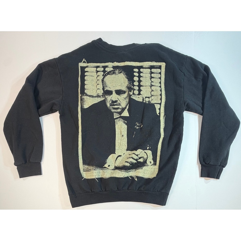 The Godfather Movie Promo Sweatshirt Black Marlon Brando Graphic Crewneck Medium